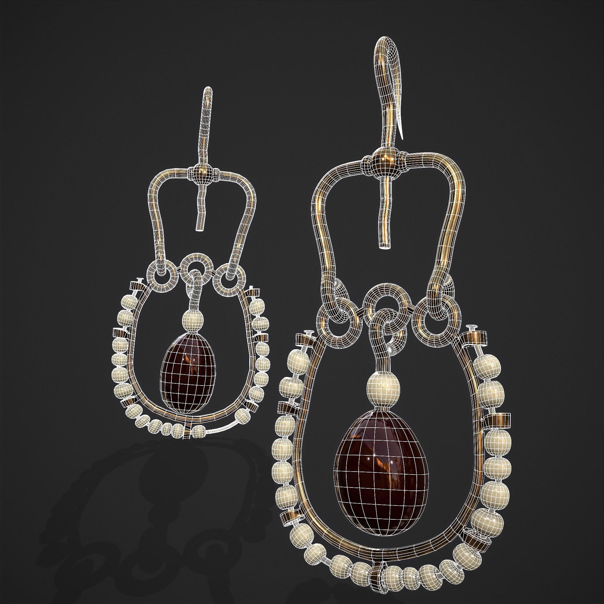 Medieval Byzantine Earrings  Low-poly 3D model_5