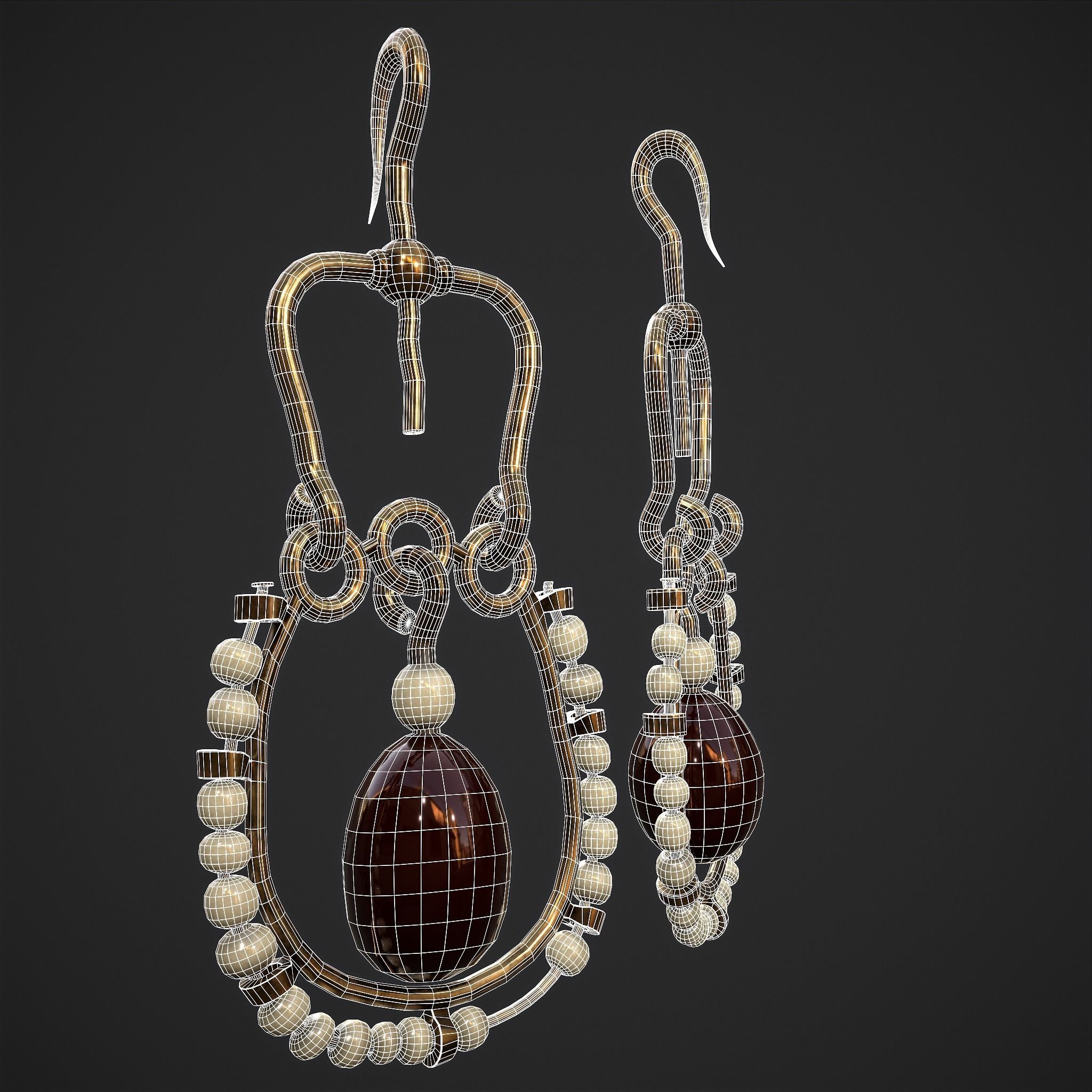 Medieval Byzantine Earrings  Low-poly 3D model_33