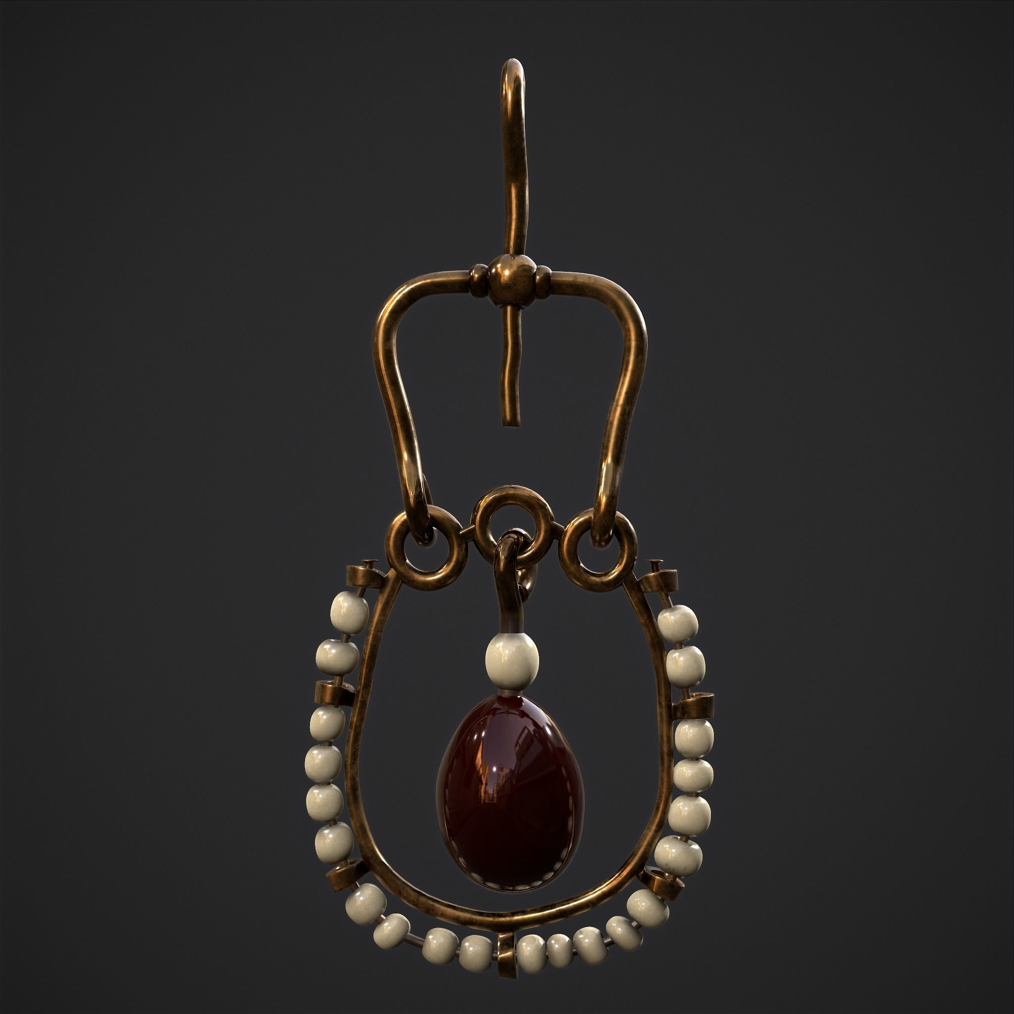 Medieval Byzantine Earrings  Low-poly 3D model_6