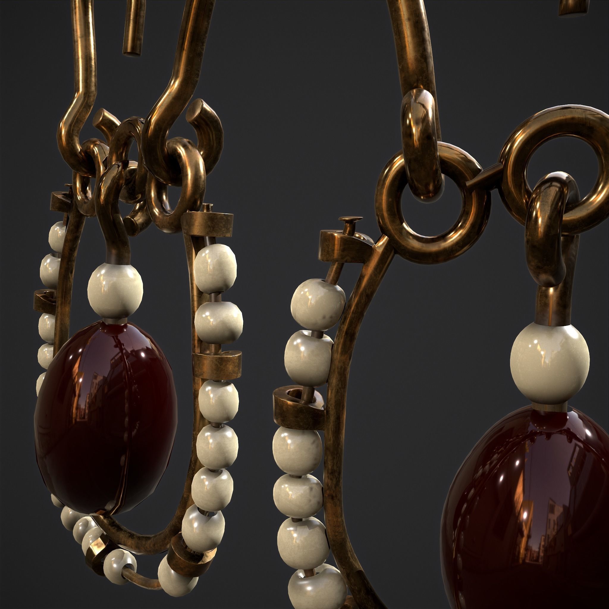 Medieval Byzantine Earrings  Low-poly 3D model_34