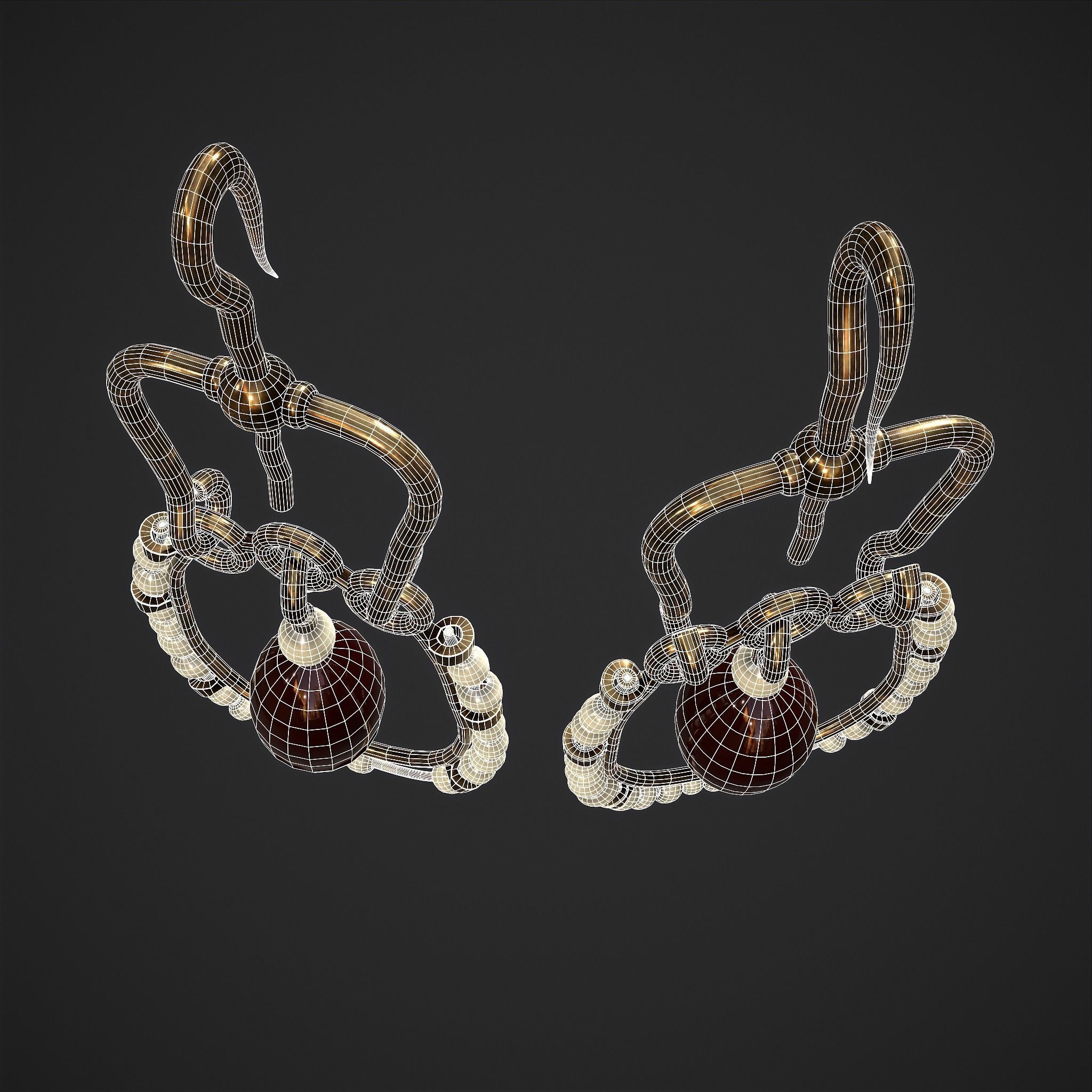 Medieval Byzantine Earrings  Low-poly 3D model_29