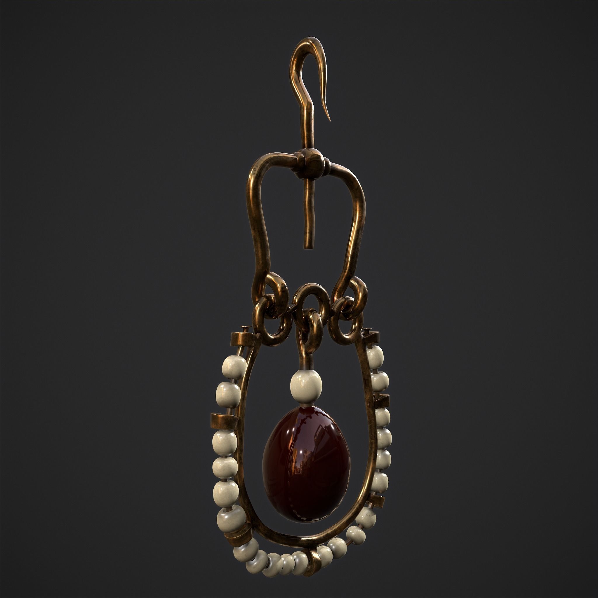 Medieval Byzantine Earrings  Low-poly 3D model_10