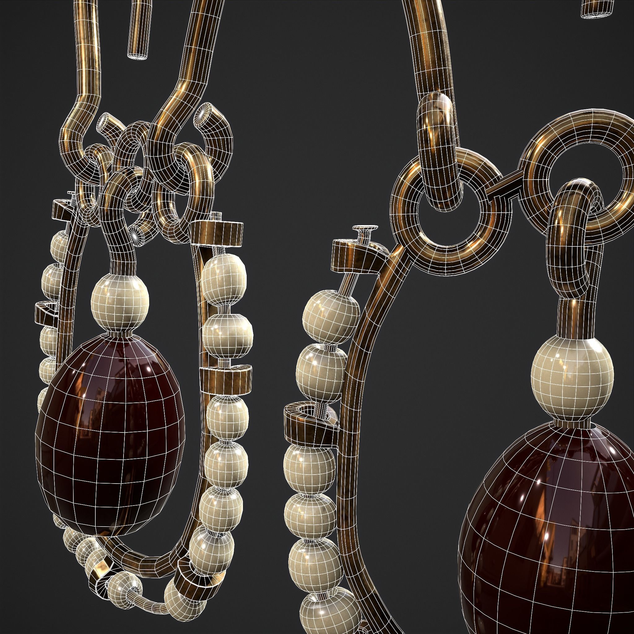 Medieval Byzantine Earrings  Low-poly 3D model_35