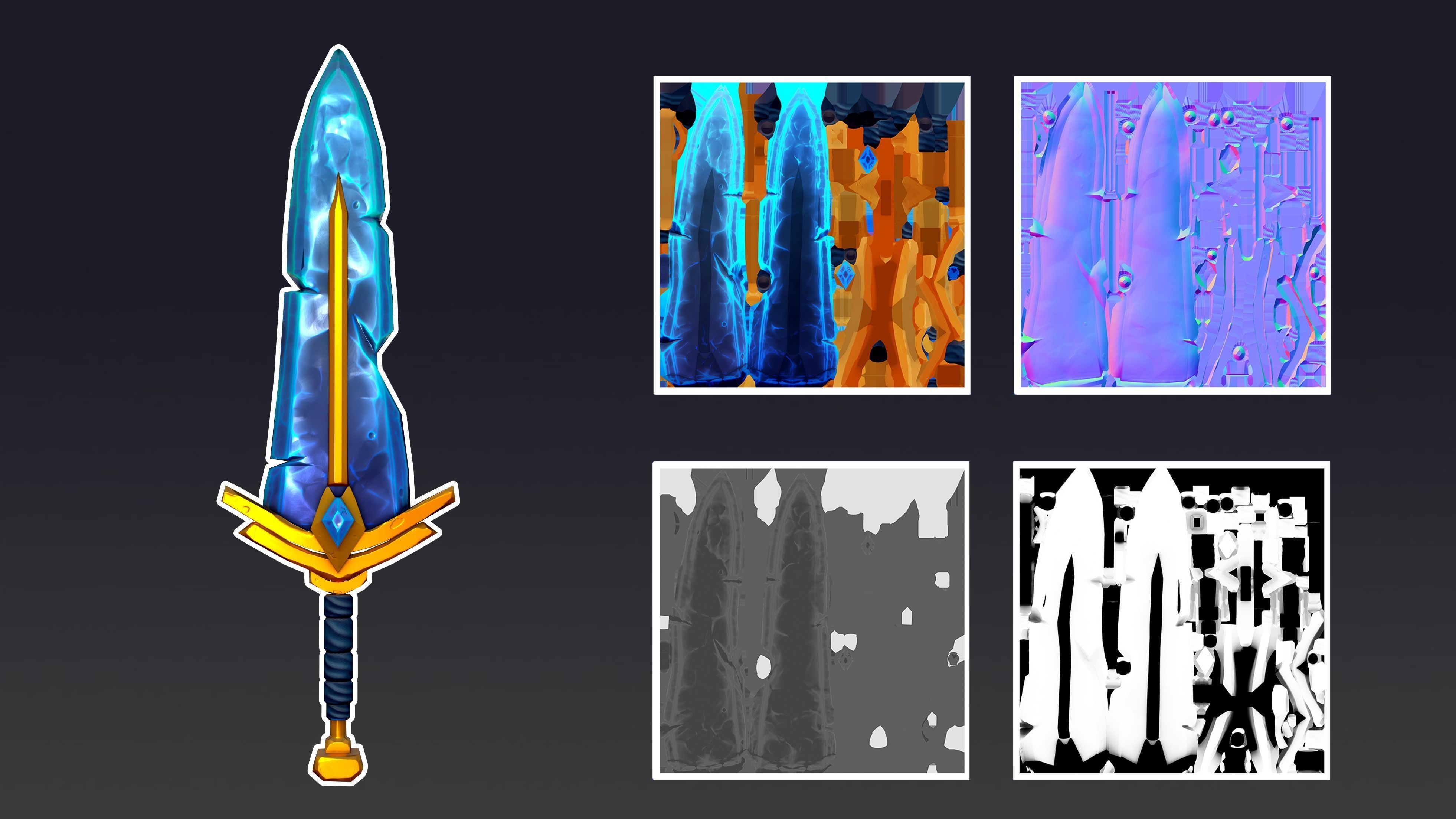 Stylized Magic Sword Low-poly 3D model_7