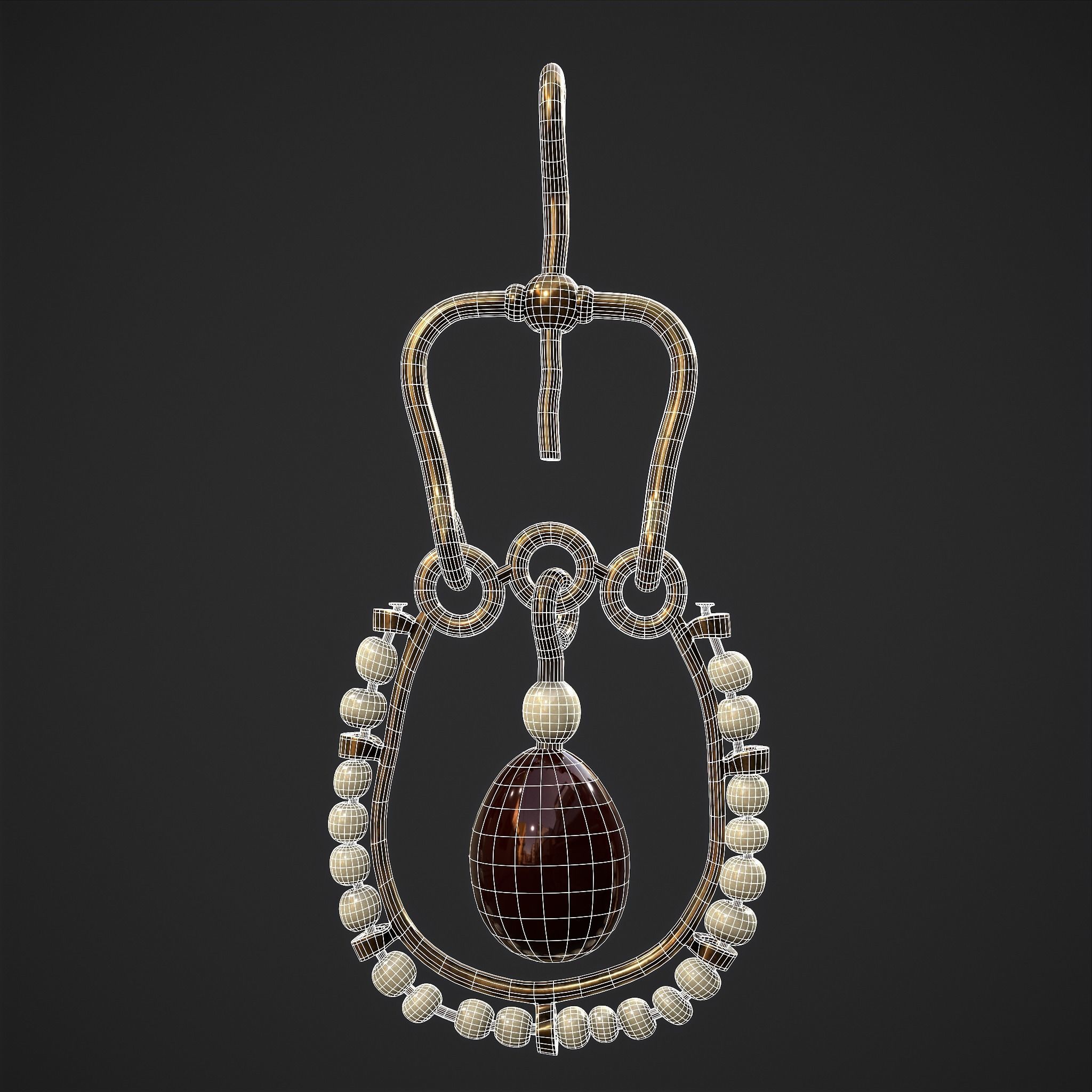 Medieval Byzantine Necklace and Earrings  3D Model Collection_17