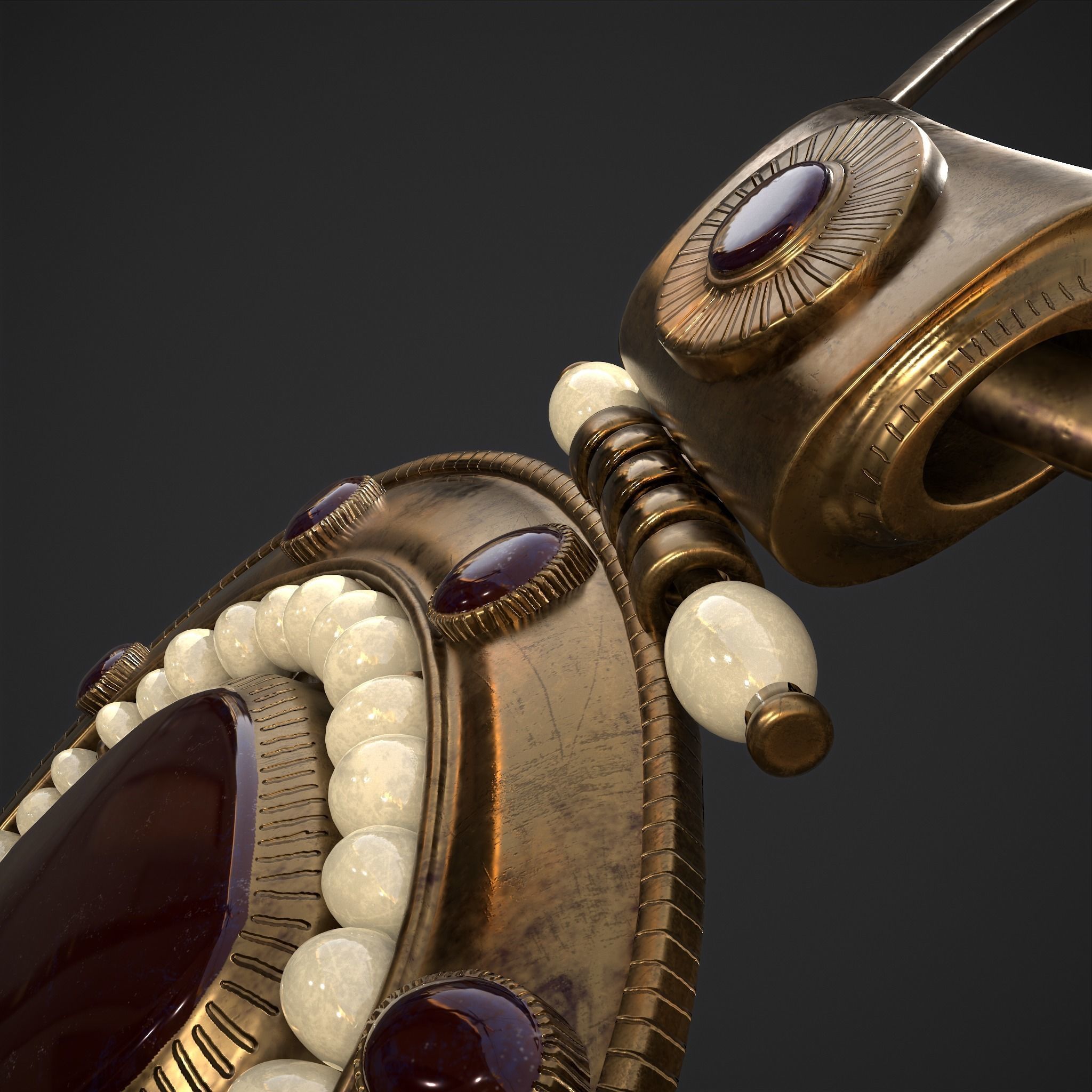 Medieval Byzantine Necklace and Earrings  3D Model Collection_32