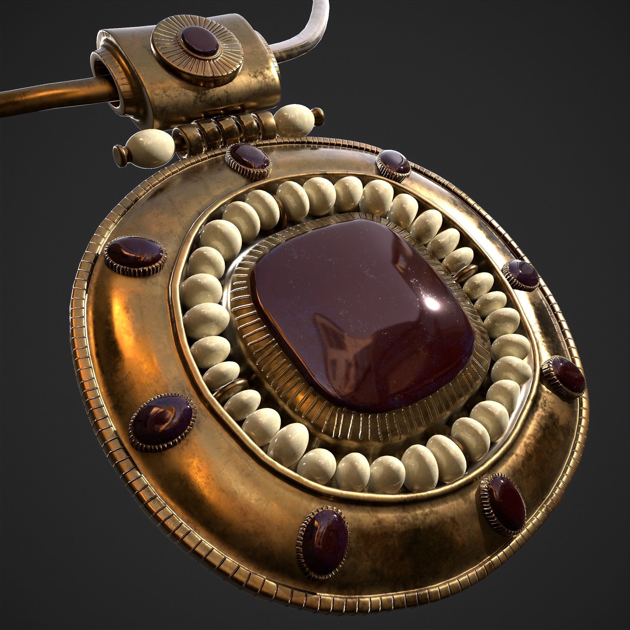 Medieval Byzantine Necklace and Earrings  3D Model Collection_12