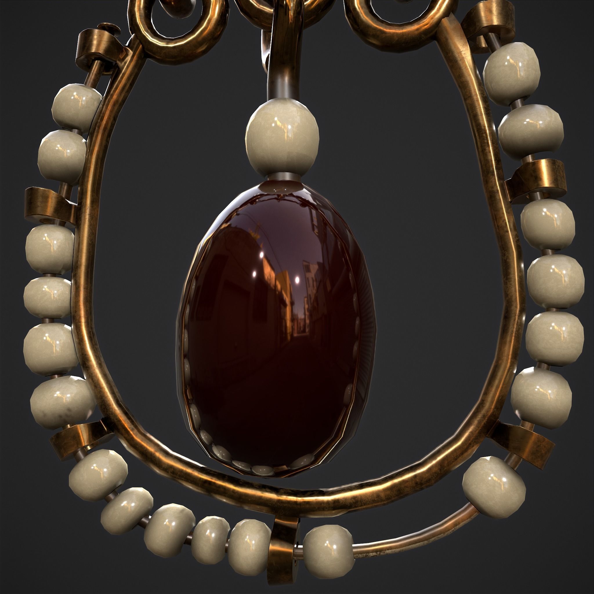 Medieval Byzantine Necklace and Earrings  3D Model Collection_20