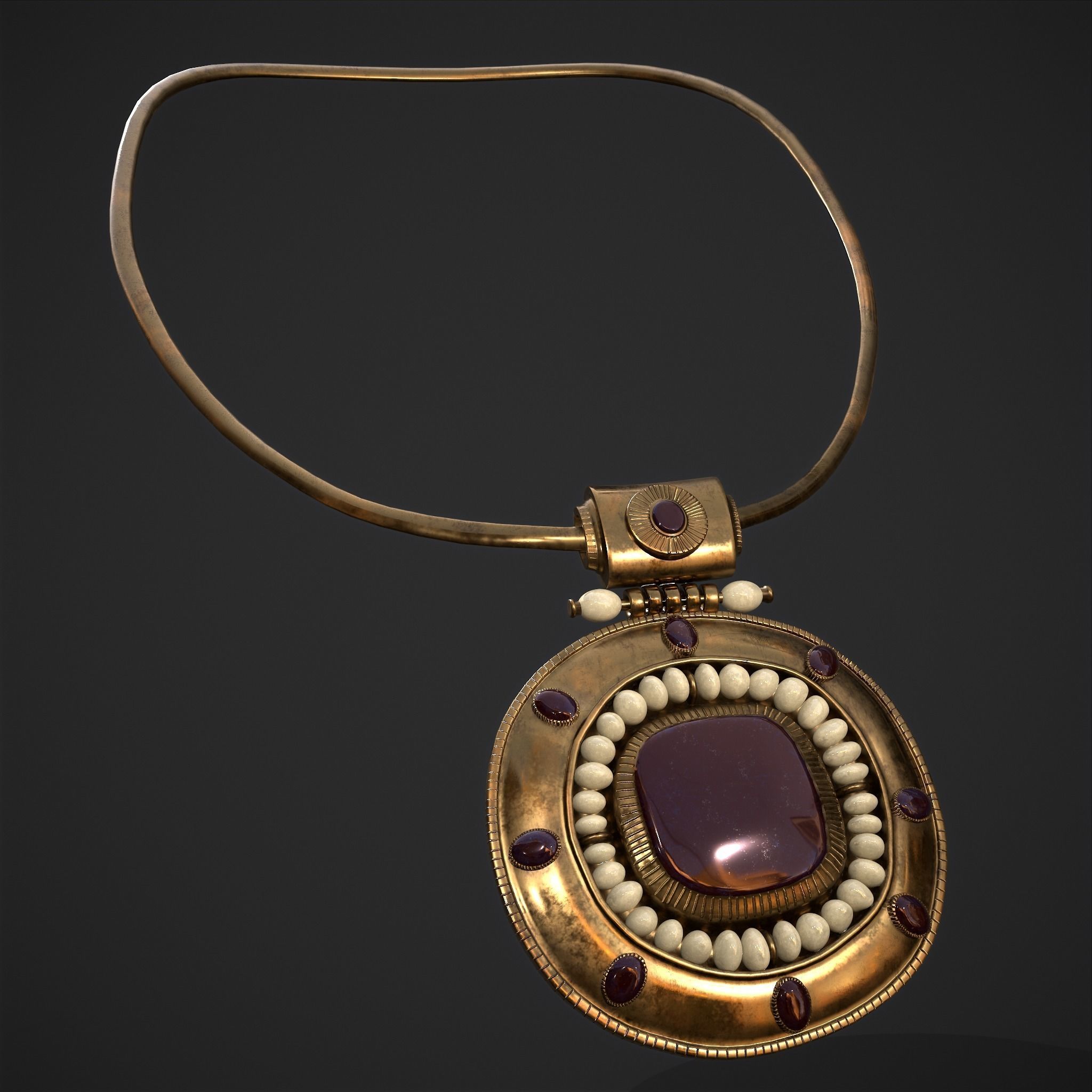 Medieval Byzantine Necklace and Earrings  3D Model Collection_22