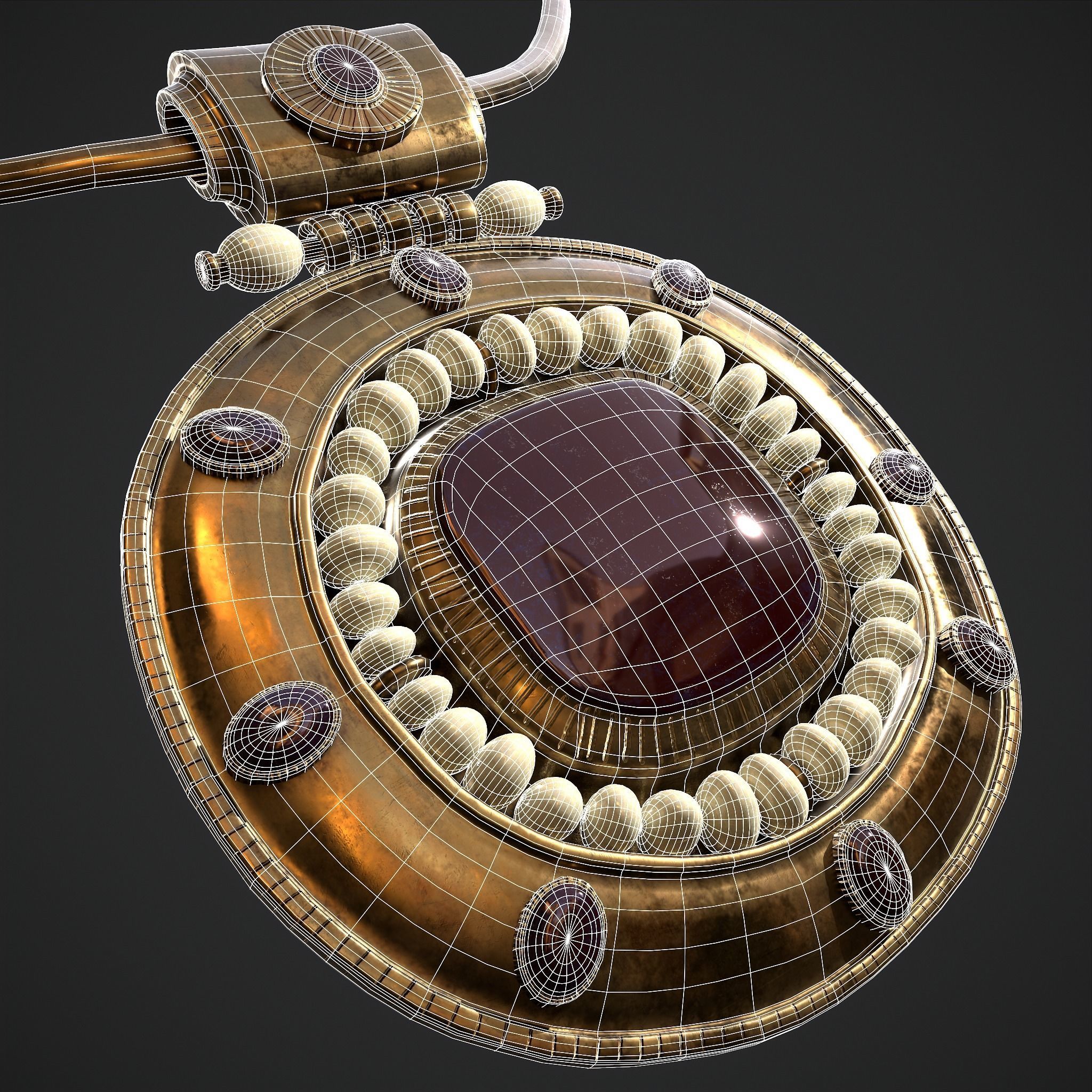 Medieval Byzantine Necklace and Earrings  3D Model Collection_13