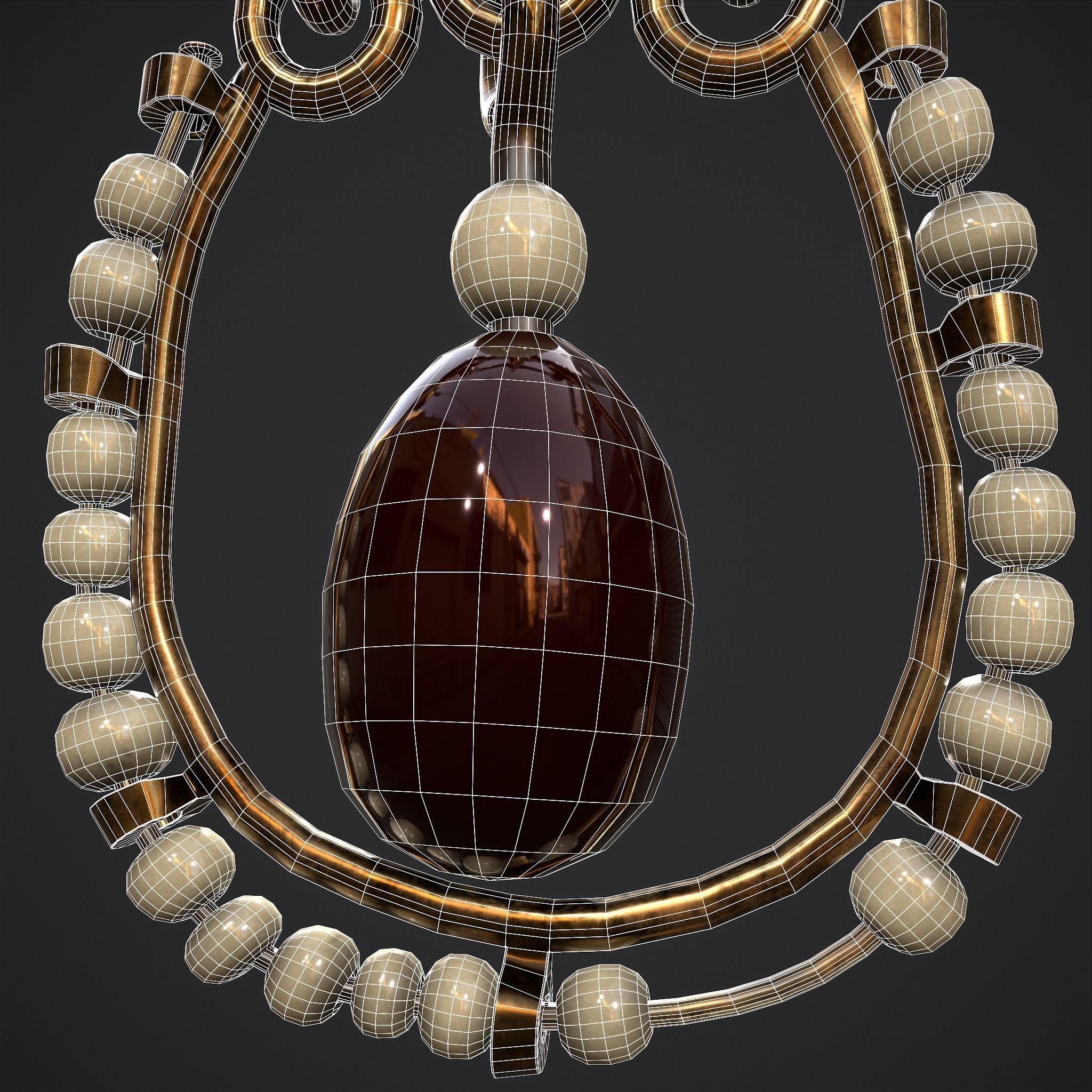 Medieval Byzantine Necklace and Earrings  3D Model Collection_21
