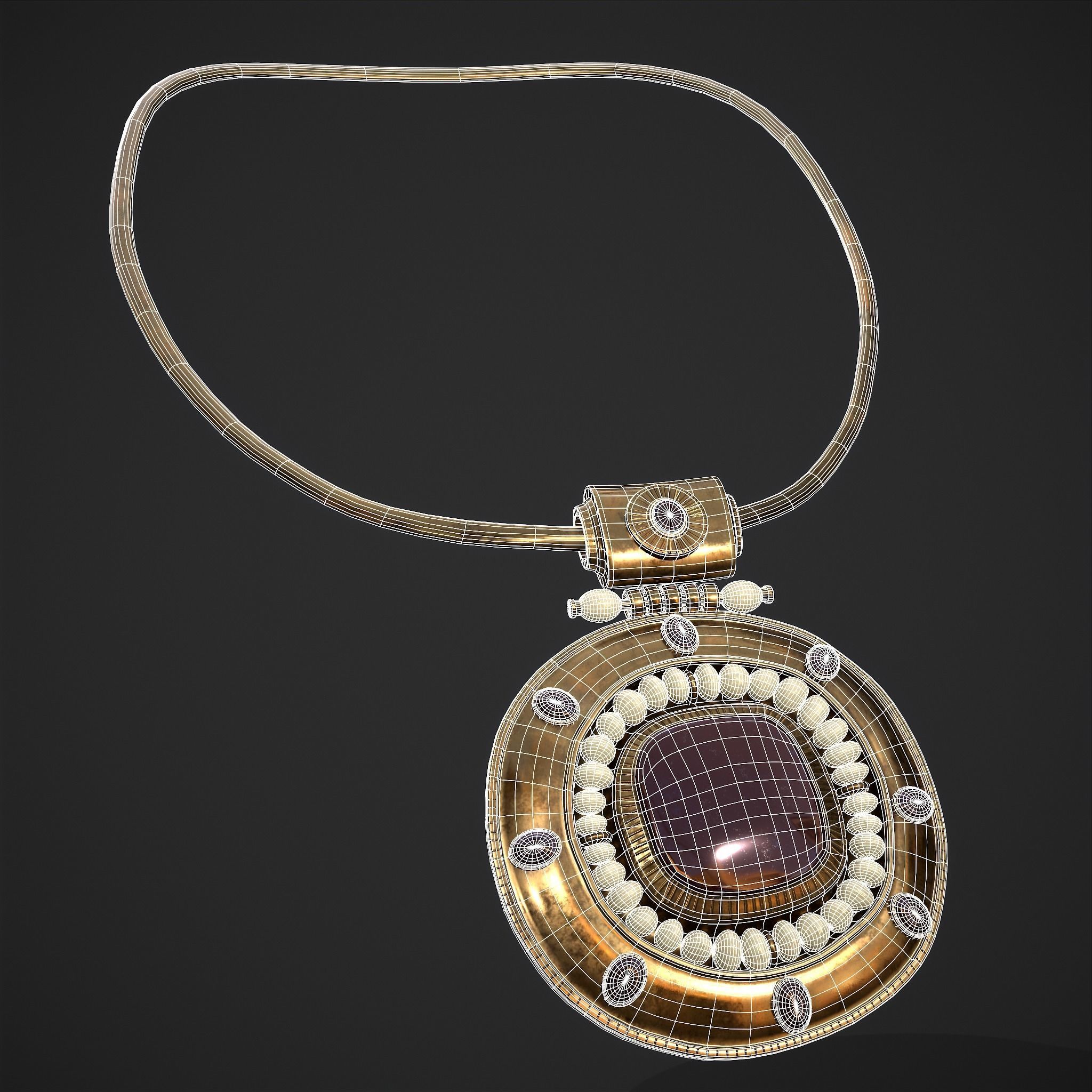 Medieval Byzantine Necklace and Earrings  3D Model Collection_23
