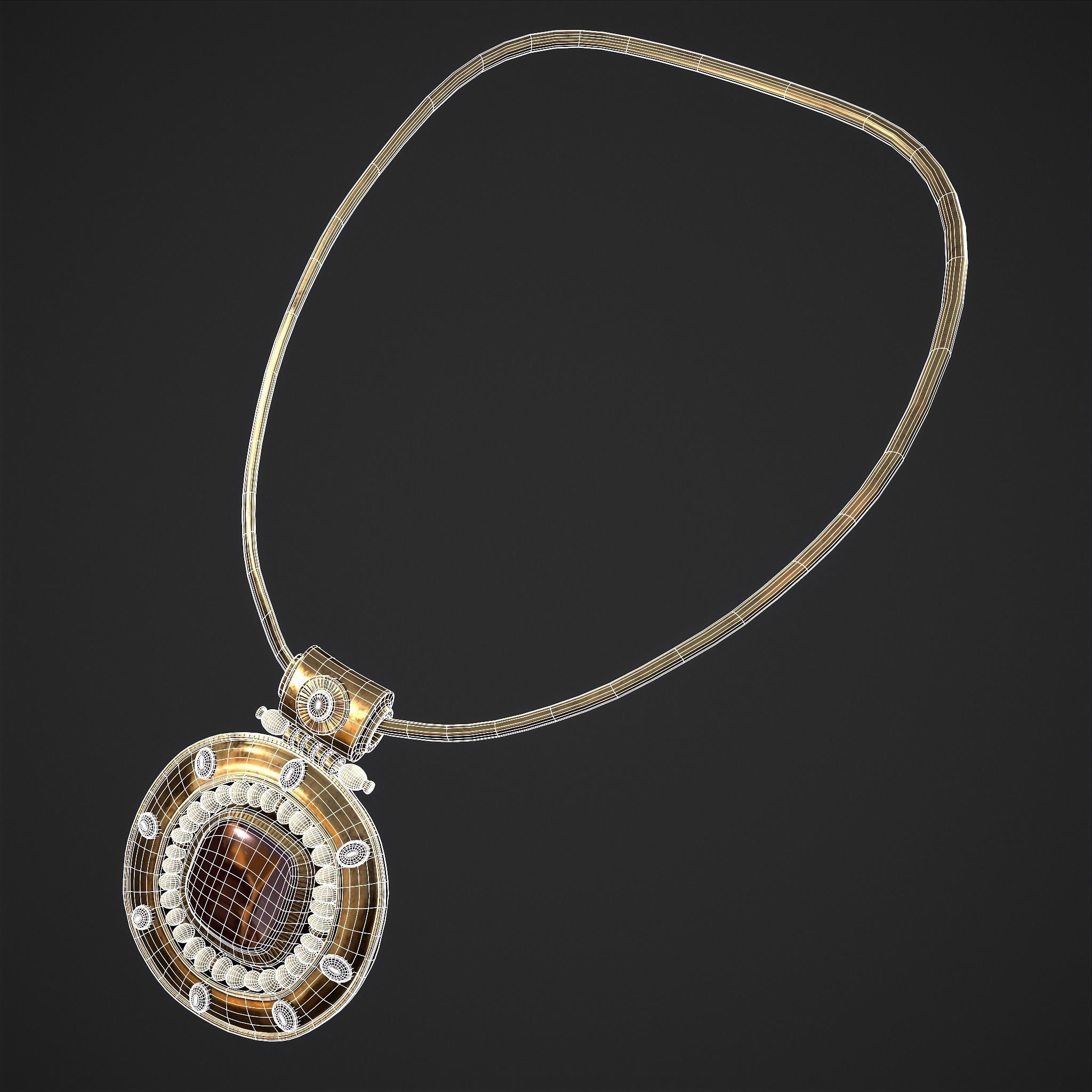 Medieval Byzantine Necklace and Earrings  3D Model Collection_15