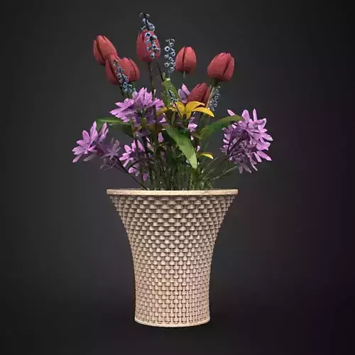 Flower basket model in Lightwave 3D