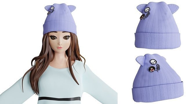knitting cute blue hat v5 3D model