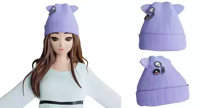 knitting cute blue hat v5 3D model