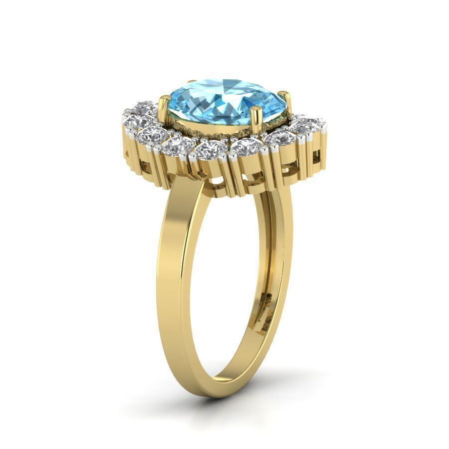 Solitaire wedding engagement Oval Stone ring 3D print model_5