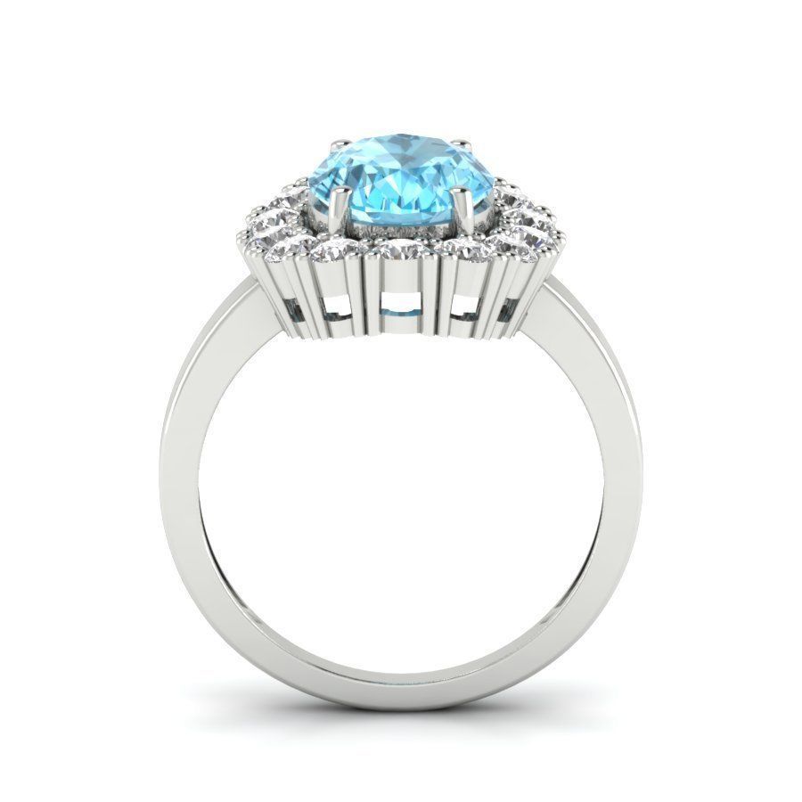 Solitaire wedding engagement Oval Stone ring 3D print model_15