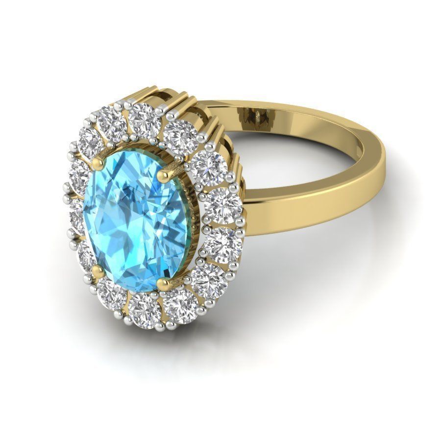 Solitaire wedding engagement Oval Stone ring 3D print model_2