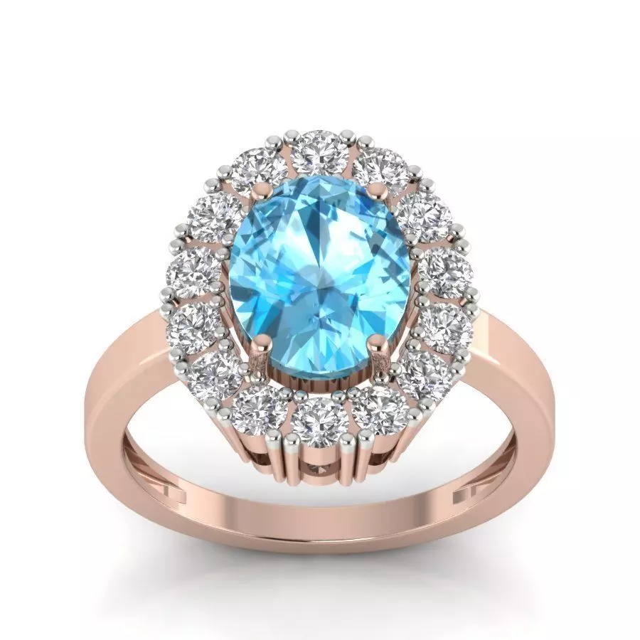 Solitaire wedding engagement Oval Stone ring 3D print model_0