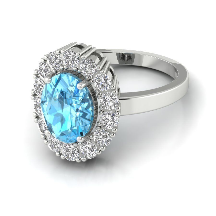 Solitaire wedding engagement Oval Stone ring 3D print model_8