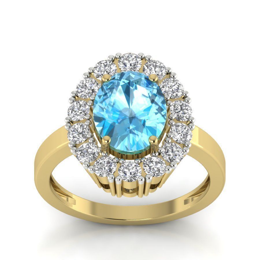 Solitaire wedding engagement Oval Stone ring 3D print model_3