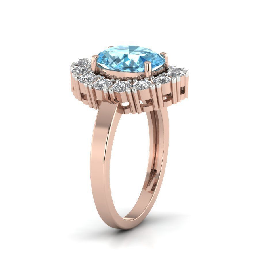 Solitaire wedding engagement Oval Stone ring 3D print model_11