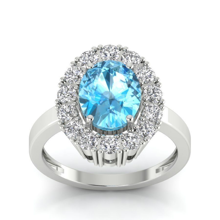 Solitaire wedding engagement Oval Stone ring 3D print model_14