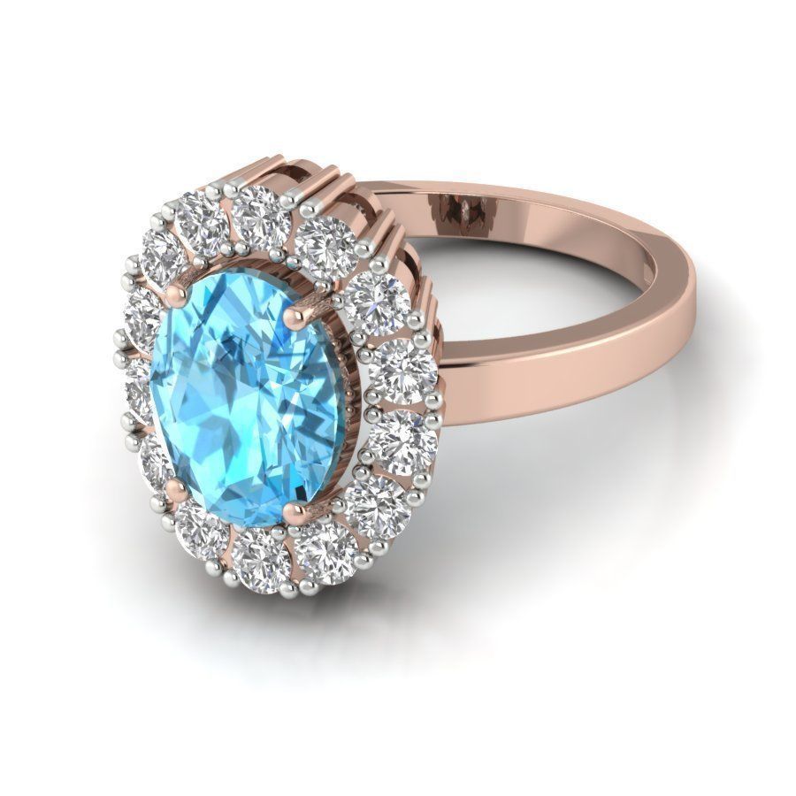 Solitaire wedding engagement Oval Stone ring 3D print model_12