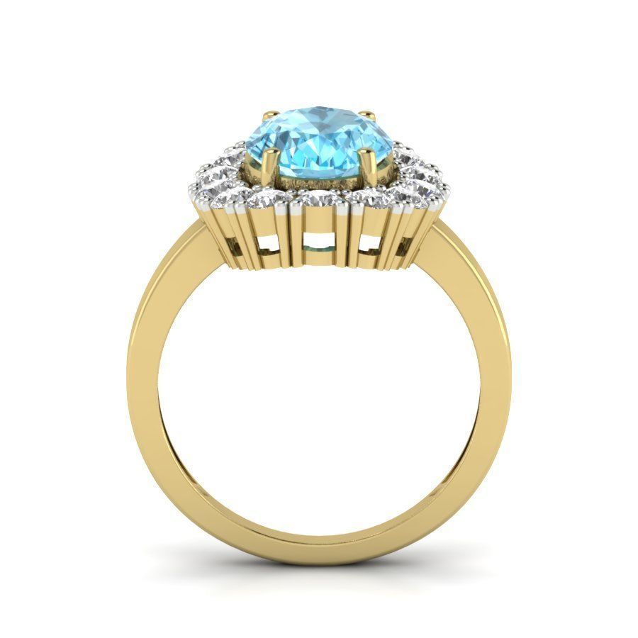 Solitaire wedding engagement Oval Stone ring 3D print model_4
