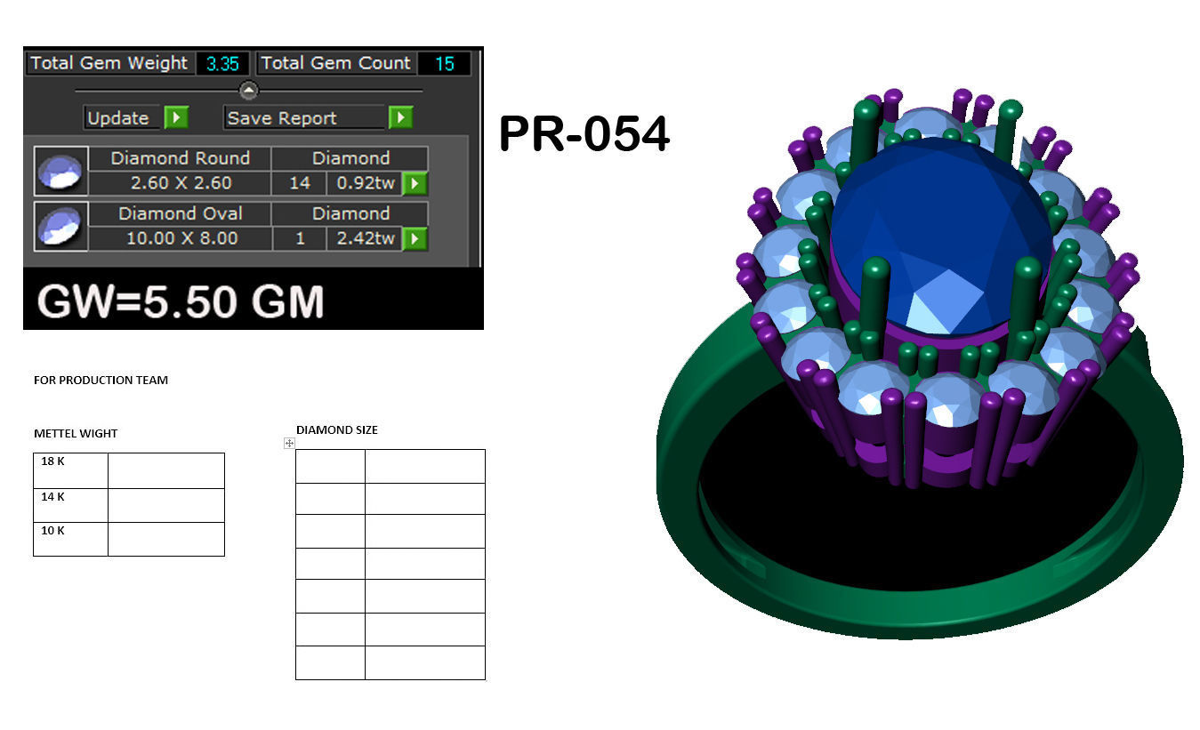 Solitaire wedding engagement Oval Stone ring 3D print model_6