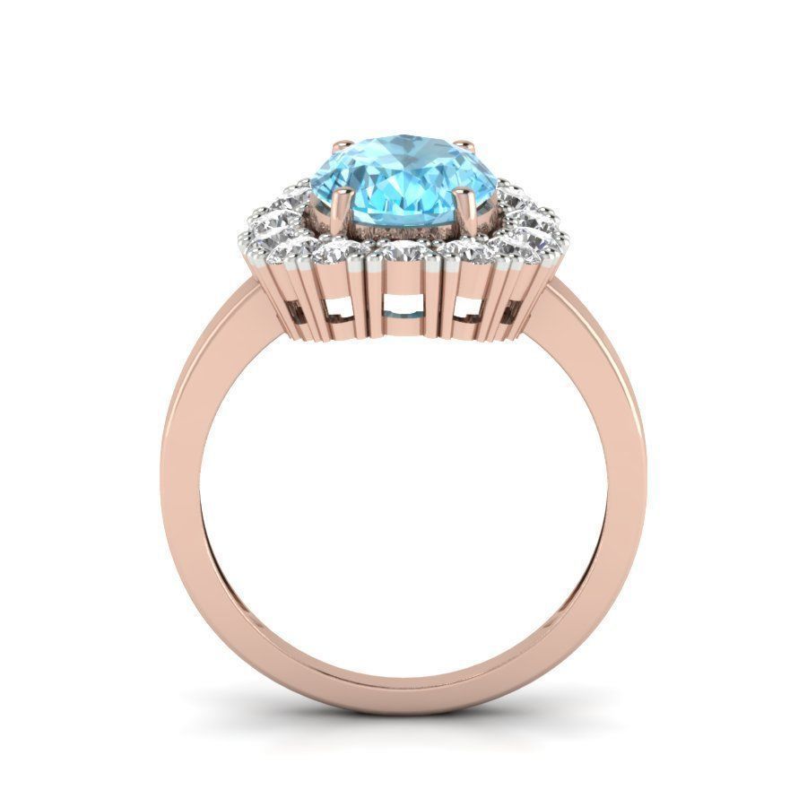 Solitaire wedding engagement Oval Stone ring 3D print model_10