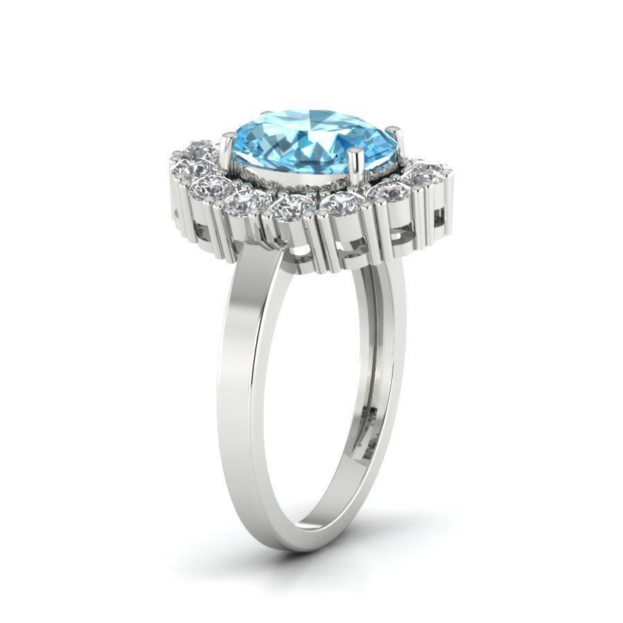 Solitaire wedding engagement Oval Stone ring 3D print model_7