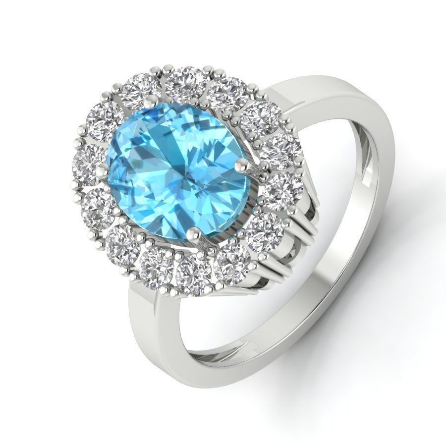 Solitaire wedding engagement Oval Stone ring 3D print model_13