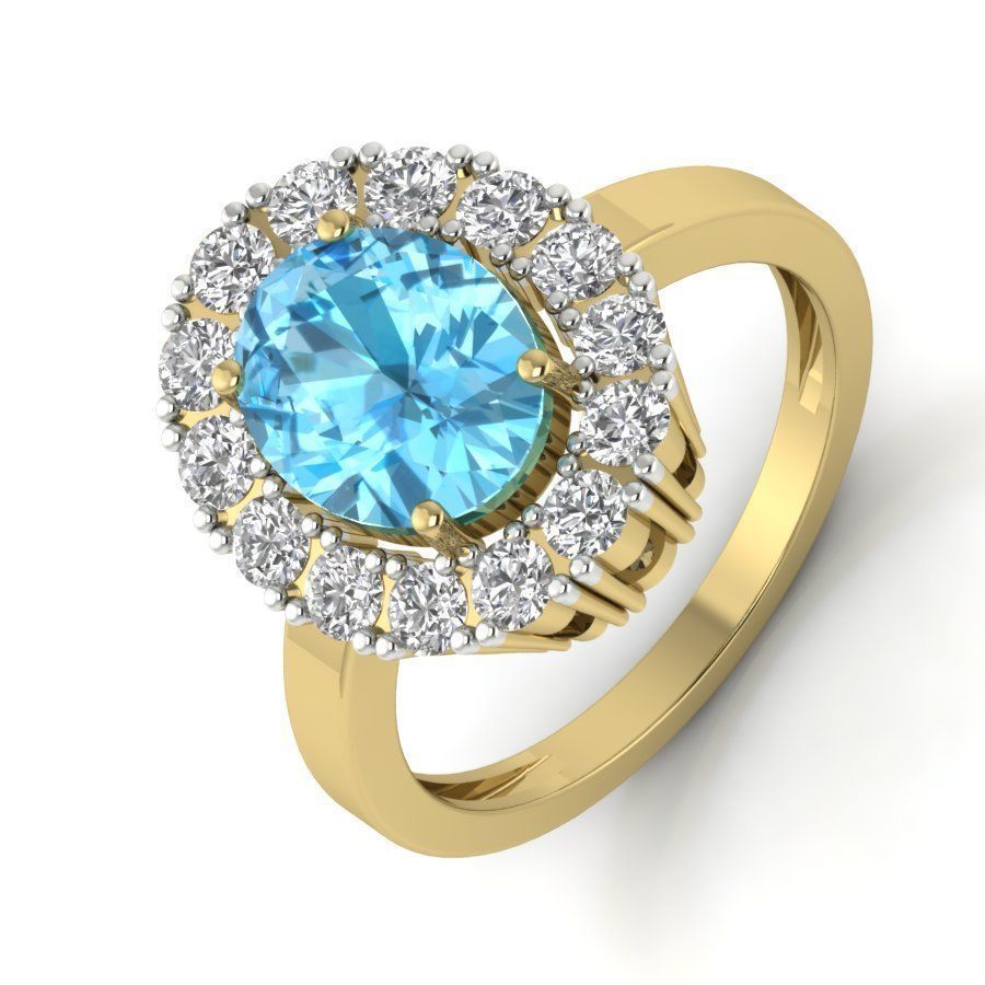 Solitaire wedding engagement Oval Stone ring 3D print model_1