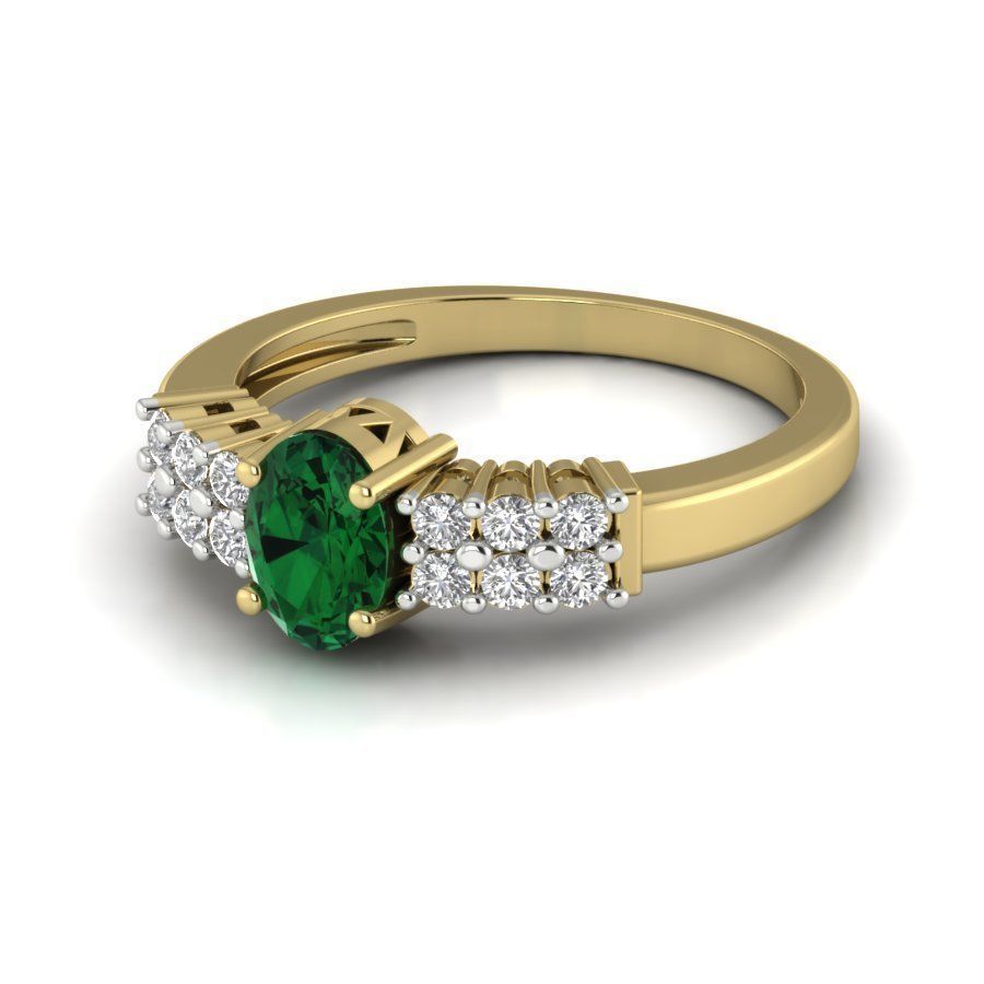 Women light weight Oval Stone ring 3dm stl render 3D print model_5