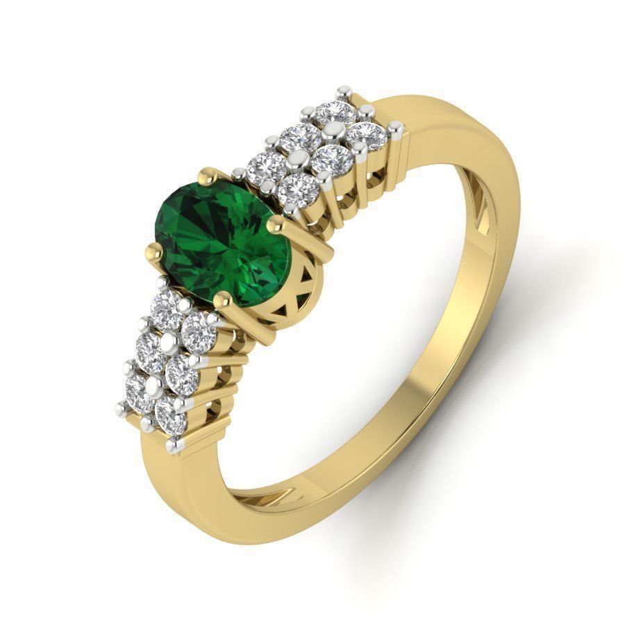 Women light weight Oval Stone ring 3dm stl render 3D print model_1