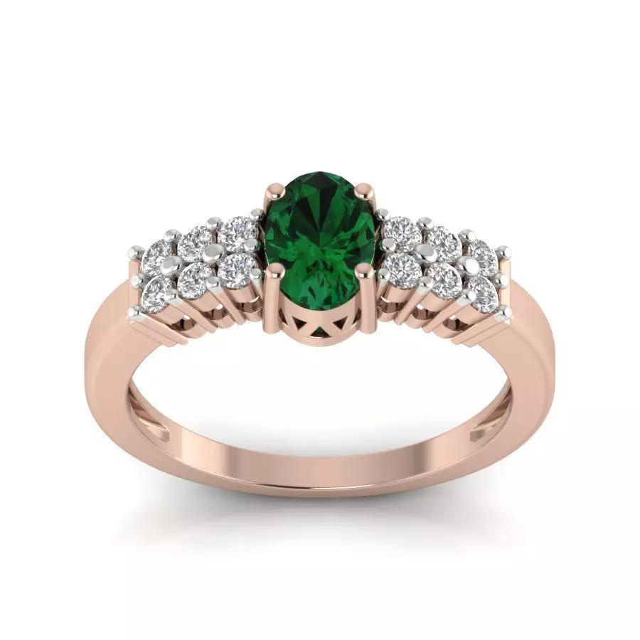 Women light weight Oval Stone ring 3dm stl render 3D print model_0