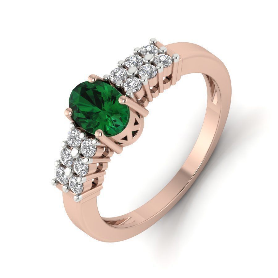 Women light weight Oval Stone ring 3dm stl render 3D print model_9