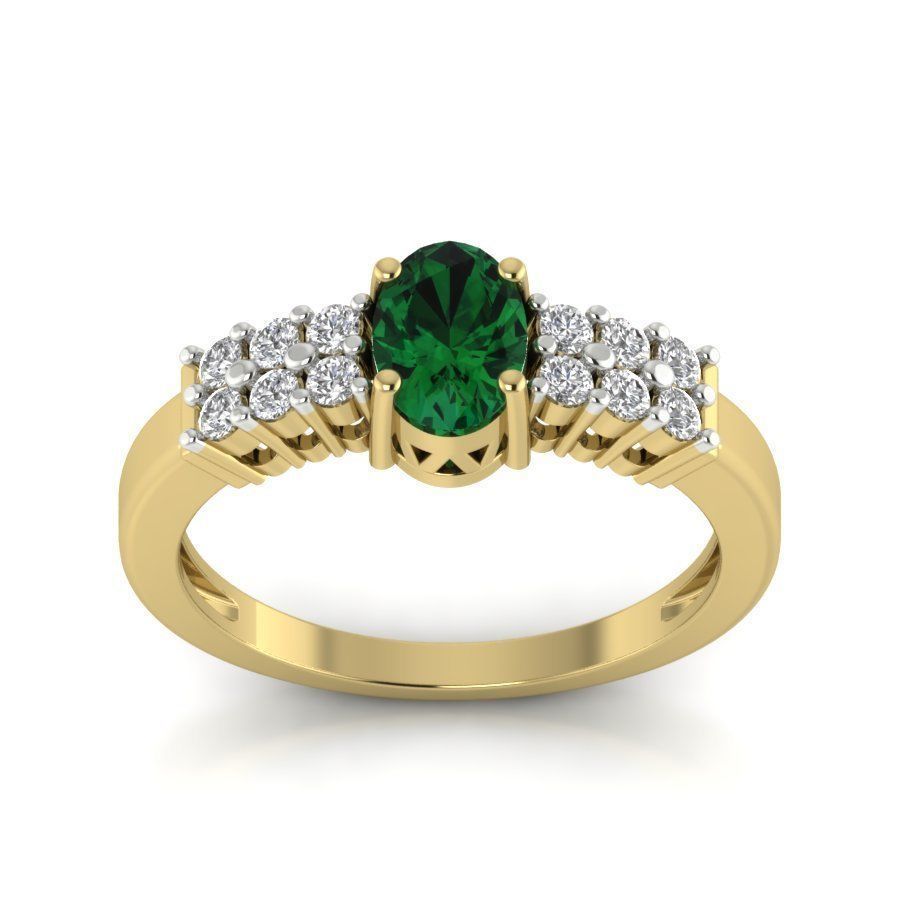 Women light weight Oval Stone ring 3dm stl render 3D print model_3