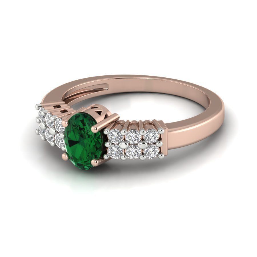 Women light weight Oval Stone ring 3dm stl render 3D print model_12