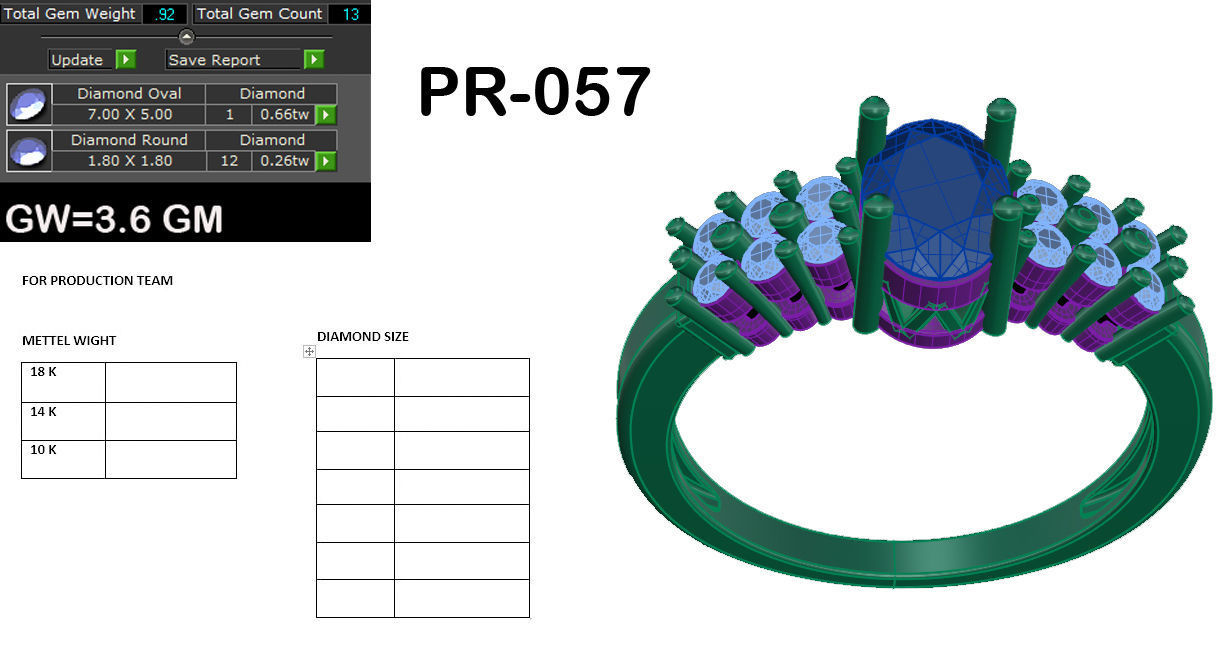 Women light weight Oval Stone ring 3dm stl render 3D print model_6