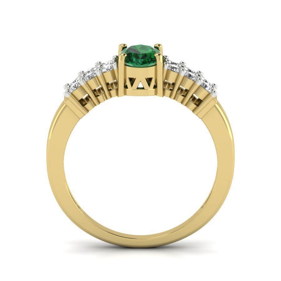 Women light weight Oval Stone ring 3dm stl render 3D print model_2