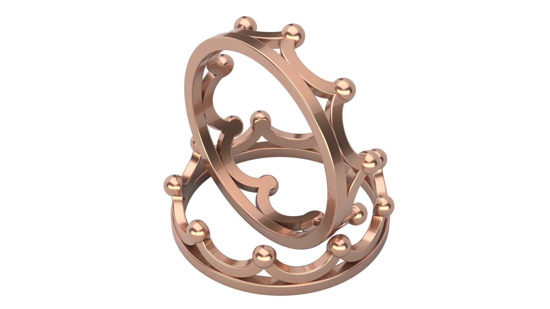 Crown ring V2 3D print model_2