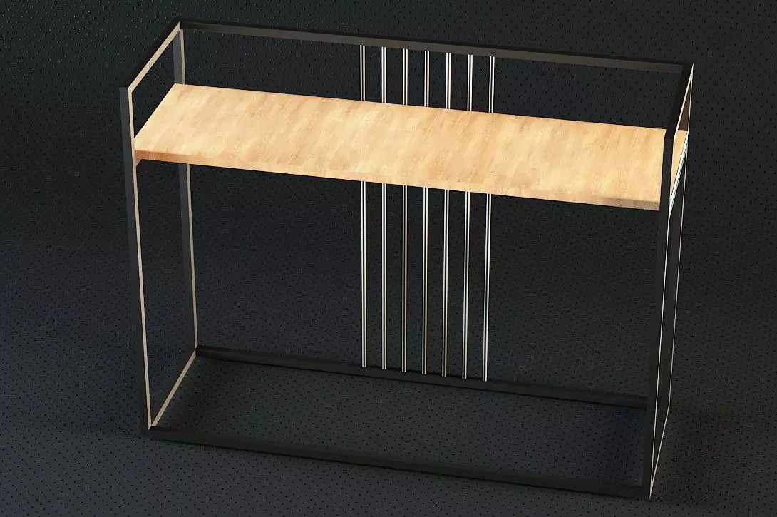 Console-1001 metal shelf with wooden top 3D model