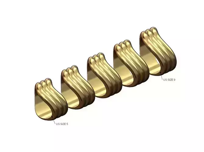 Triple curved dome fashion band US sizes 5to9