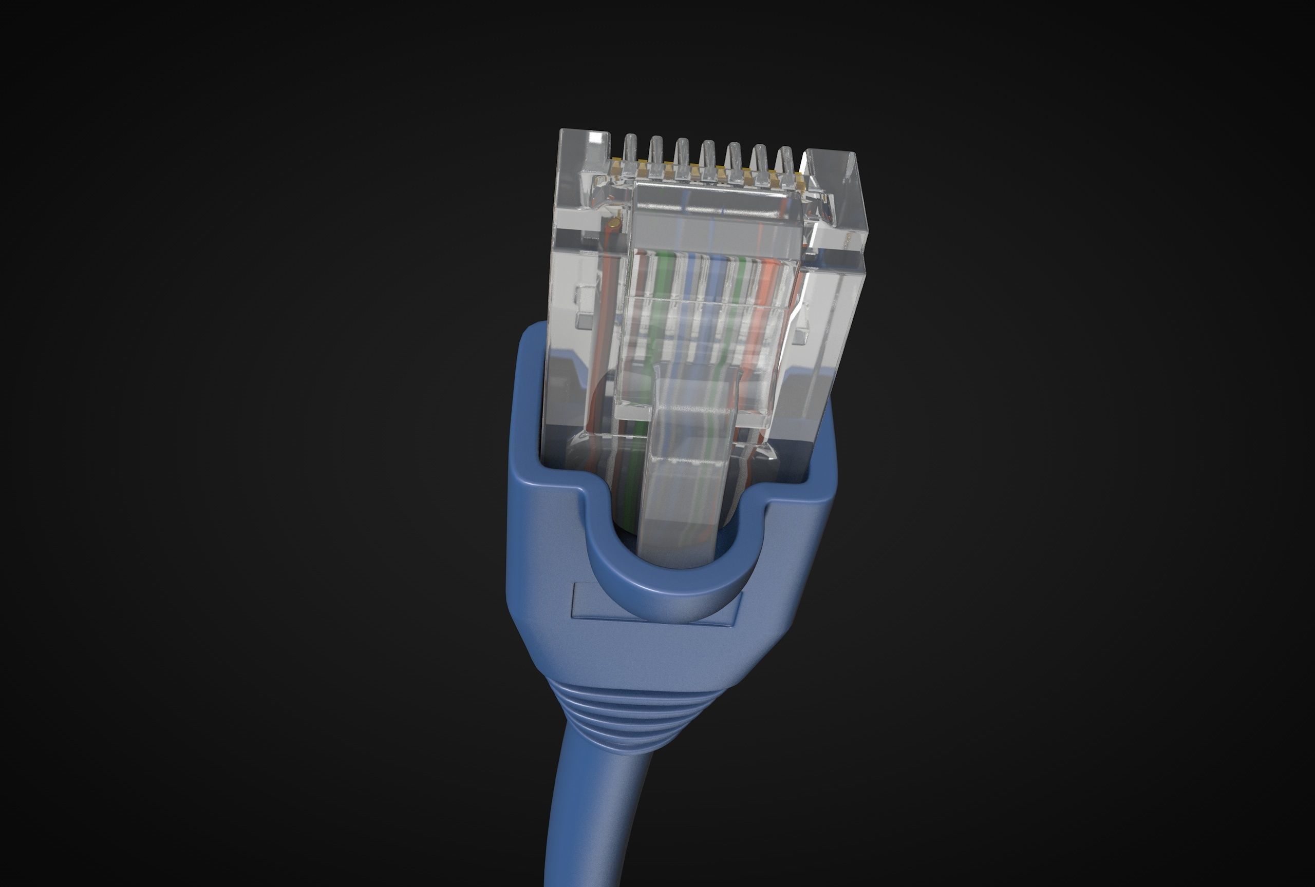 RJ45 UTP Ethernet Cable detailed 3D model_3