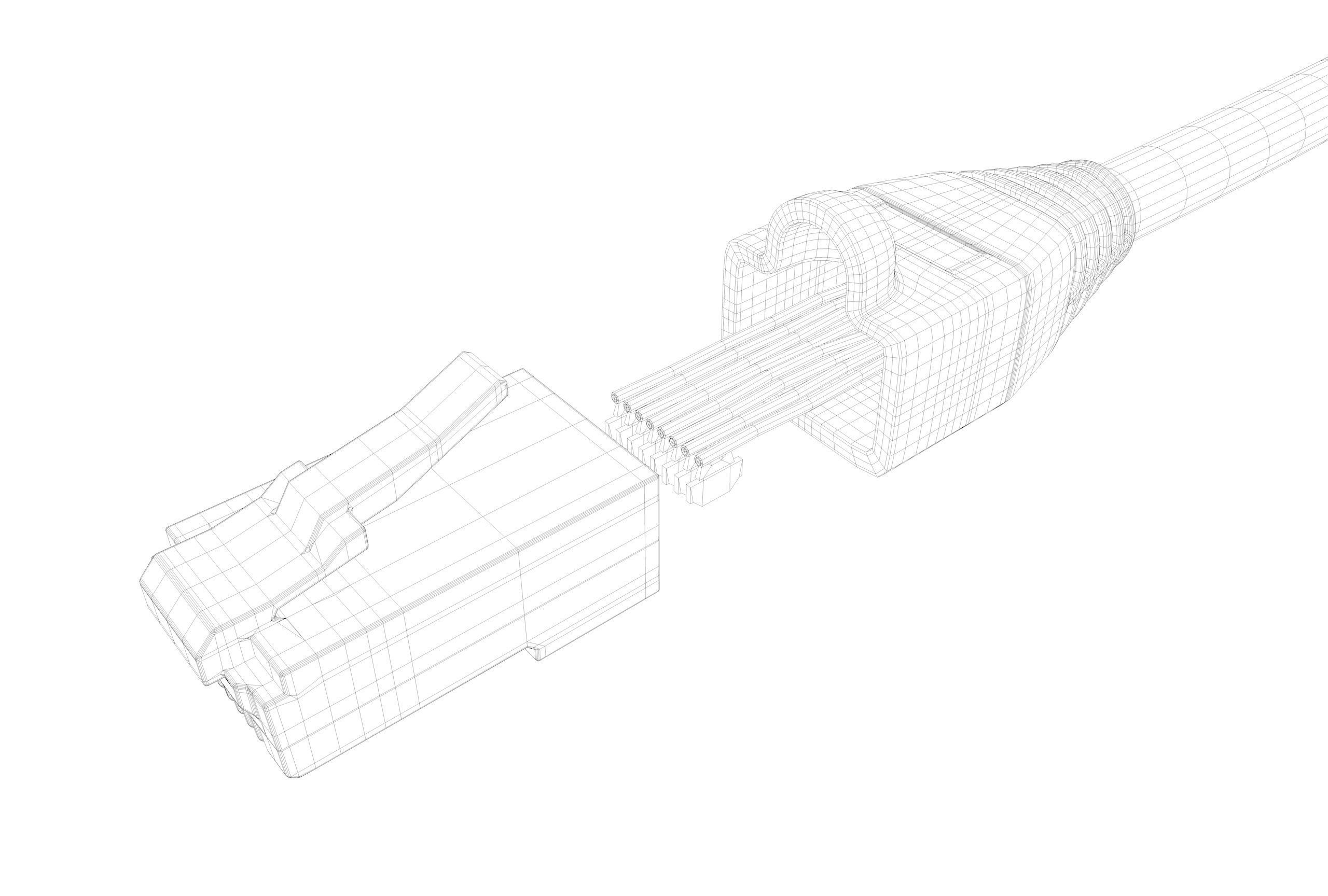 RJ45 UTP Ethernet Cable detailed 3D model_7