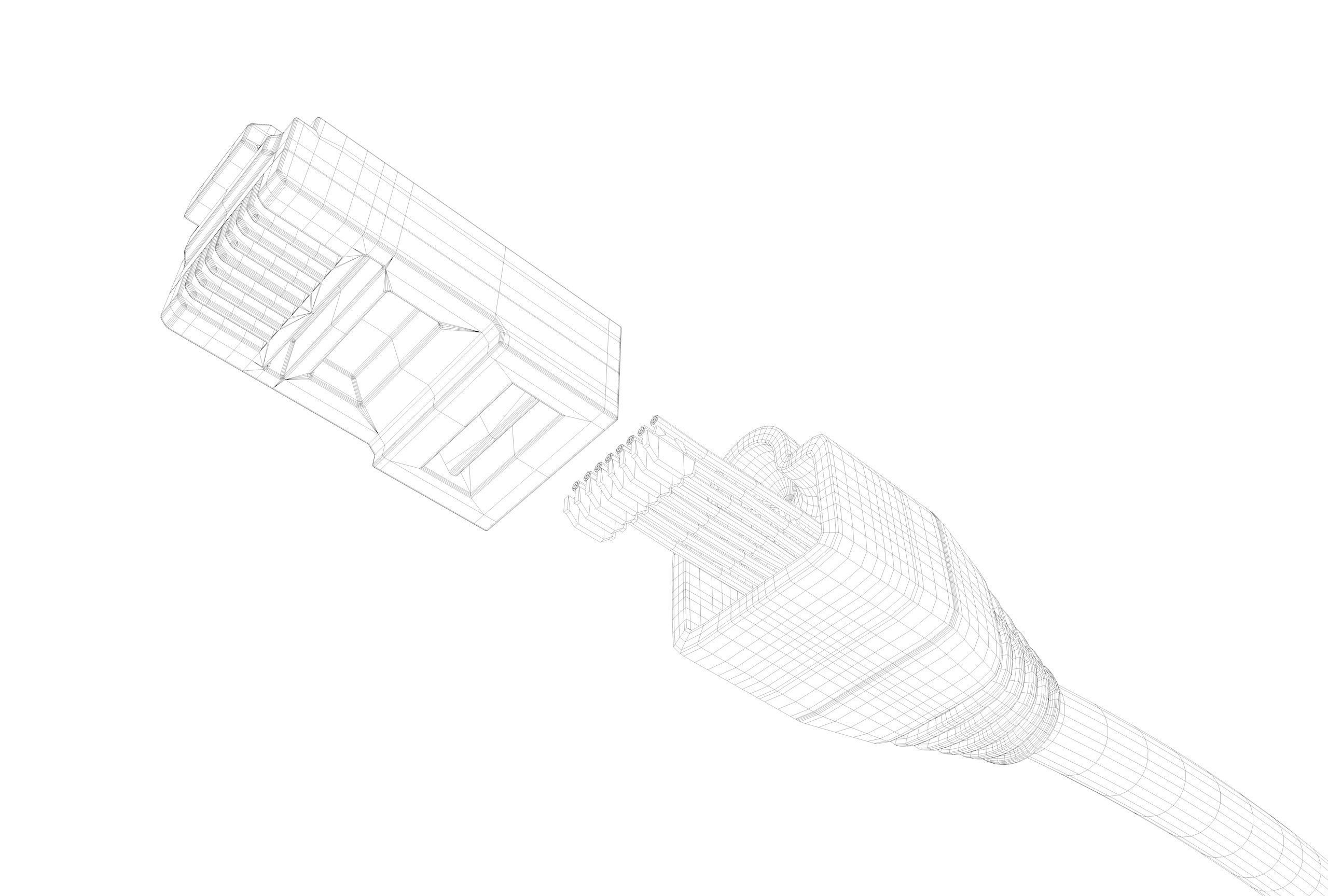 RJ45 UTP Ethernet Cable detailed 3D model_6