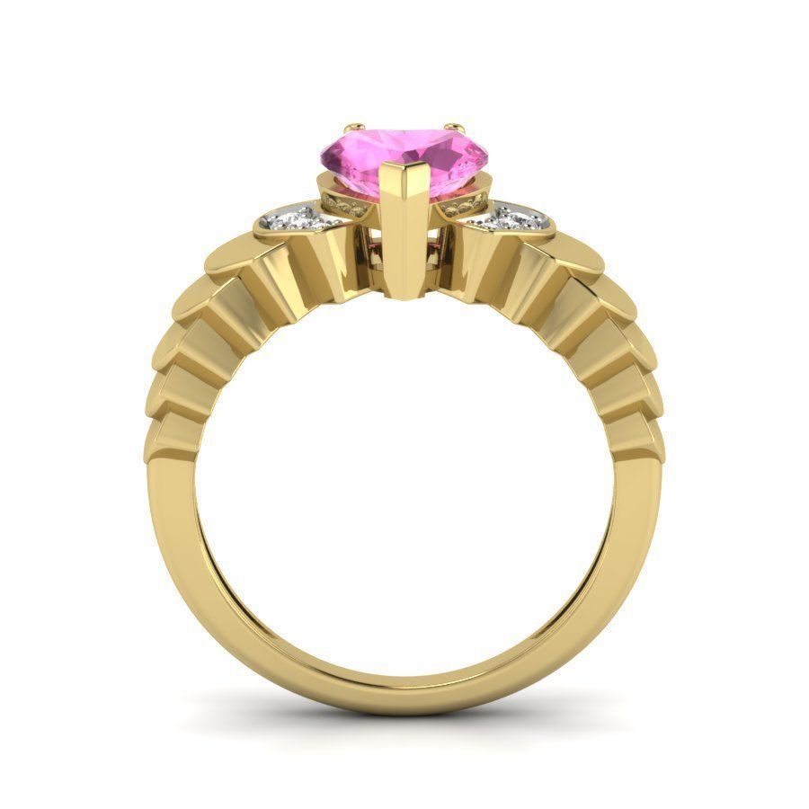 Solitaire Engagement Wedding Heart Stone Ring 3D print model 3D print model_3